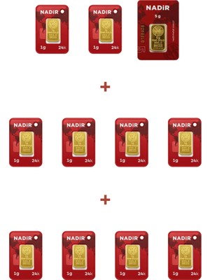 Nadir Gold 24 Ayar 15 Gram Külçe Altın (1 Adet 5 Gram Külçe Altın + 10 Adet 1 Gram Külçe Altın )