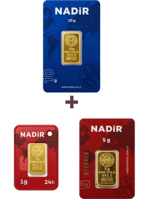 Nadir Gold 24 Ayar 16 Gram Altın (1 Ad 10 Gram Altın + 1 Ad 5 Gram Altın + 1 Ad 1 Gram Altın )
