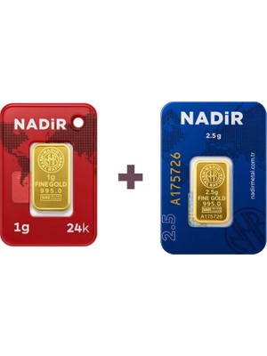Nadir Gold 24 Ayar 3,5 Gram Külçe Altın (1 Adet 2,5 Gram Külçe Altın + 1 Adet 1 Gram Külçe Altın )