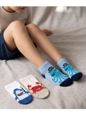 Bross Deniz Hayvanları 3lü Çocuk Sneaker Çorap ONL-02768