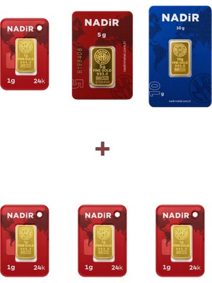 Nadir Gold 24 Ayar 19 Gram Altın (1 Ad 10 Gram Altın + 1 Ad 5 Gram Altın + 4 Ad 1 Gram Altın )