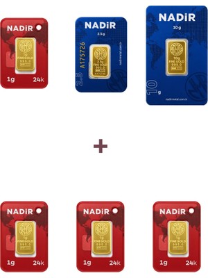 Nadir Gold 24 Ayar 16,5 Gram Altın (1 Ad 10 Gram Altın + 1 Ad 2,5 Gram Altın + 4 Ad 1 Gram Altın )