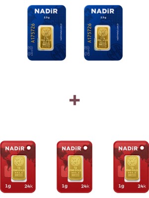 Nadir Gold 24 Ayar 8 Gram Külçe Altın (2 Adet 2,5 Gram Külçe Altın + 3 Adet 1 Gram Külçe Altın )