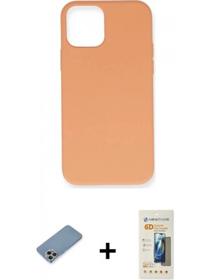 Marsilyan™- iPhone 12 Pro Max Kılıf Ahenk Serisi - Siyah 6d Mat Seramik Hayalet Nano Ekran Koruyucu + Gökkuşağı Shine Kamera Lens Koruma Cam
