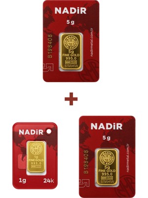 Nadir Gold 24 Ayar 11 Gram Külçe Altın (2 Adet 5 Gram Külçe Altın + 1 Adet 1 Gram Külçe Altın )