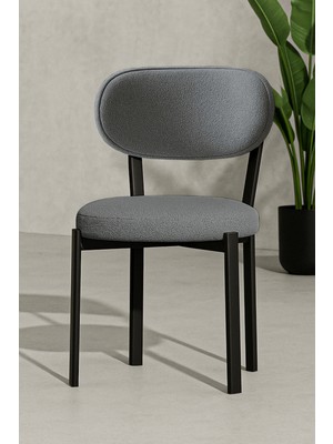 Renlife Mutfak Yemek Sandalyesi Silinebilir  Teddy Kumaş Metal Ayaklı Sandalye 1 Adet
