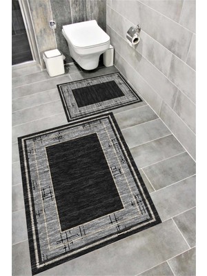 PremiumPort Suya Dayanıklı ve Kaymaz Digital Baskılı Banyo Paspası Takımı