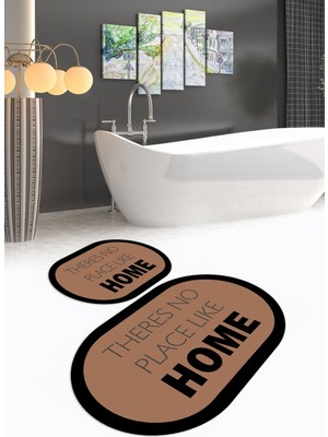 PremiumPort Yıkanabilir, Kaymaz, Dijital Baskılı, Oval Banyo ve Klozet Takımı