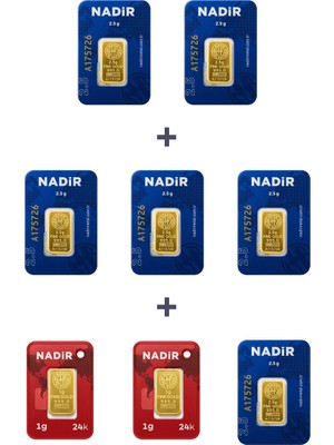 Nadir Gold 24 Ayar 17 Gram Külçe Altın (6 Adet 2,5 Gram Külçe Altın + 2 Adet 1 Gram Külçe Altın )