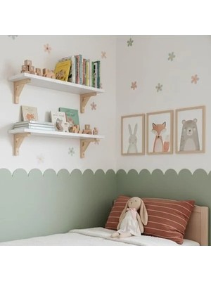 MarkEntegra Ahşap Montessori Ikili Duvar Rafı, Kitaplık ve Sergileme Için Kullanışlı