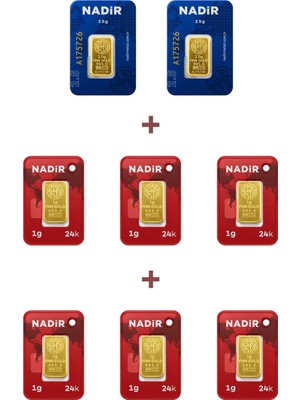 Nadir Gold 24 Ayar 11 Gram Külçe Altın (2 Adet 2,5 Gram Külçe Altın + 6 Adet 1 Gram Külçe Altın )
