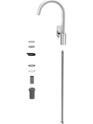 MarkEntegra Eviye Bataryası - C Tipi, Krom, 360 Derece Döner