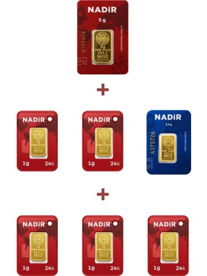 Nadir Gold 24 Ayar 12,5 Gram Altın (1 Ad 5 Gram Altın + 1 Ad 2,5 Gram Altın + 5 Ad 1 Gram Altın )