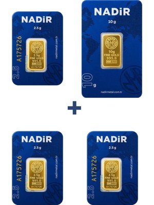 Nadir Gold 24 Ayar 17,5 Gram Külçe Altın (1 Adet 10 Gram Külçe Altın + 3 Adet 2,5 Gram Külçe Altın )