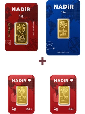 Nadir Gold 24 Ayar 17 Gram Altın (1 Ad 10 Gram Altın + 1 Ad 5 Gram Altın + 2 Ad 1 Gram Altın )