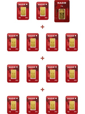Nadir Gold 24 Ayar 19 Gram Külçe Altın (1 Adet 5 Gram Külçe Altın + 14 Adet 1 Gram Külçe Altın )