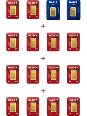 Nadir Gold 24 Ayar 19 Gram Külçe Altın (2 Adet 2,5 Gram Külçe Altın + 14 Adet 1 Gram Külçe Altın )