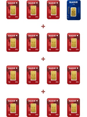Nadir Gold 24 Ayar 17,5 Gram Külçe Altın (1 Adet 2,5 Gram Külçe Altın + 15 Adet 1 Gram Külçe Altın )