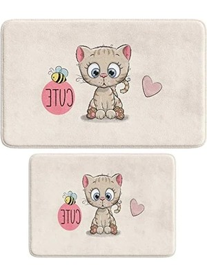 MarkEntegra Kaymaz Tabanlı Mikrofiber Banyo Paspası, 2'li Takım