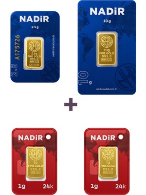 Nadir Gold 24 Ayar 14,5 Gram Altın (1 Ad 10 Gram Altın + 1 Ad 2,5 Gram Altın + 2 Ad 1 Gram Altın )
