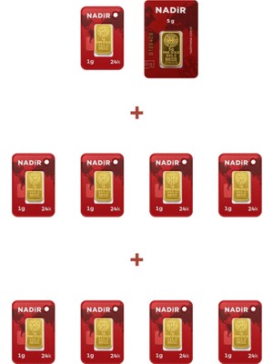 Nadir Gold 24 Ayar 14 Gram Külçe Altın (1 Adet 5 Gram Külçe Altın + 9 Adet 1 Gram Külçe Altın )