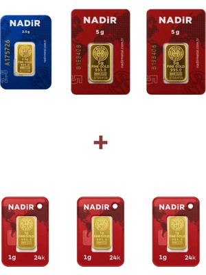 Nadir Gold 24 Ayar 15,5 Gram Altın (2 Ad 5 Gram Altın + 1 Ad 2,5 Gram Altın + 3 Ad 1 Gram Altın )