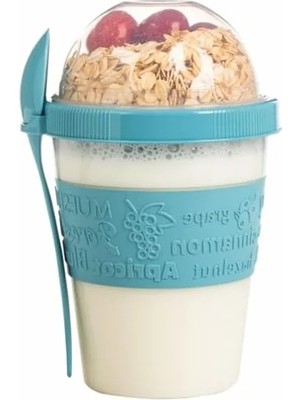 MarkEntegra Kaşıklı Hazneli Meyveli Yoğurt Kabı, Renkli ve Pratik