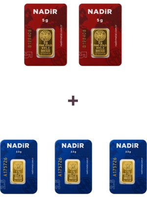 Nadir Gold 24 Ayar 17,5 Gram Külçe Altın (2 Adet 5 Gram Külçe Altın + 3 Adet 2,5 Gram Külçe Altın )