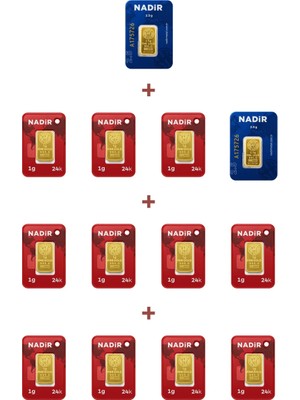 Nadir Gold 24 Ayar 16 Gram Külçe Altın (2 Adet 2,5 Gram Külçe Altın + 11 Adet 1 Gram Külçe Altın )