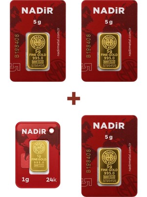 Nadir Gold 24 Ayar 16 Gram Külçe Altın (3 Adet 5 Gram Külçe Altın + 1 Adet 1 Gram Külçe Altın )