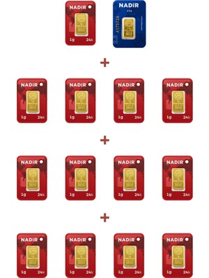 Nadir Gold 24 Ayar 15,5 Gram Külçe Altın (1 Adet 2,5 Gram Külçe Altın + 13 Adet 1 Gram Külçe Altın )