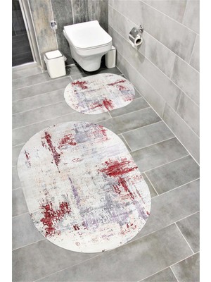 PremiumPort Suya Dayanıklı ve Kaymaz Tabanlı Dijital Baskılı Banyo Paspas Seti