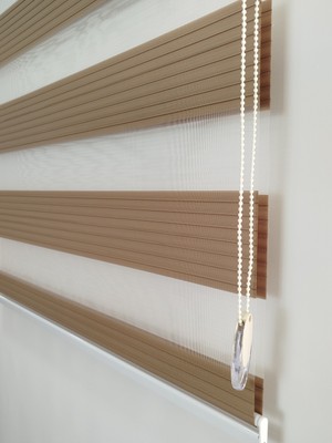 Mekstor Geniş Pileli Kahverengi Zebra Perde - Ev Ofis Perdesi