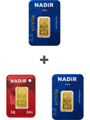 Nadir Gold 24 Ayar 6 Gram Külçe Altın (2 Adet 2,5 Gram Külçe Altın + 1 Adet 1 Gram Külçe Altın )