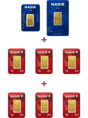 Nadir Gold 24 Ayar 18,5 Gram Altın (1 Ad 10 Gram Altın + 1 Ad 2,5 Gram Altın + 6 Ad 1 Gram Altın )