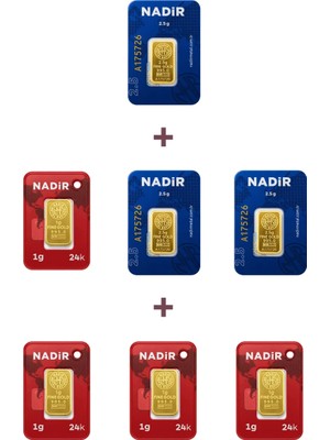 Nadir Gold 24 Ayar 11,5 Gram Külçe Altın (3 Adet 2,5 Gram Külçe Altın + 4 Adet 1 Gram Külçe Altın )