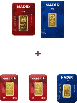 Nadir Gold 24 Ayar 19,5 Gram Altın (1 Ad 10 Gram Altın + 1 Ad 5 Gram Altın + 1 Ad 2,5 Gram Altın + 2 Ad 1 Gram Altın )