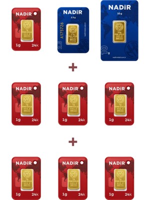 Nadir Gold 24 Ayar 19,5 Gram Altın (1 Ad 10 Gram Altın + 1 Ad 2,5 Gram Altın + 7 Ad 1 Gram Altın )