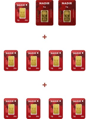 Nadir Gold 24 Ayar 19 Gram Külçe Altın (2 Adet 5 Gram Külçe Altın + 9 Adet 1 Gram Külçe Altın )