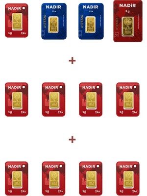 Nadir Gold 24 Ayar 19 Gram Altın (1 Ad 5 Gram Altın + 2 Ad 2,5 Gram Altın + 9 Ad 1 Gram Altın )