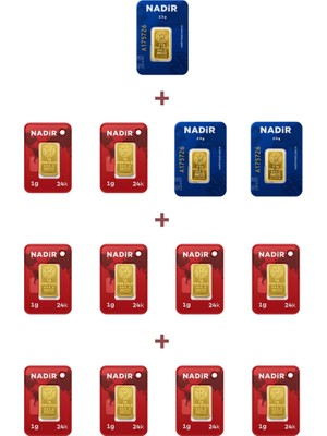 Nadir Gold 24 Ayar 17,5 Gram Külçe Altın (3 Adet 2,5 Gram Külçe Altın + 10 Adet 1 Gram Külçe Altın )