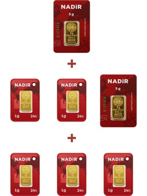 Nadir Gold 24 Ayar 15 Gram Külçe Altın (2 Adet 5 Gram Külçe Altın + 5 Adet 1 Gram Külçe Altın )