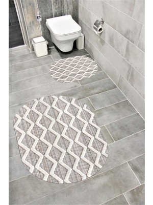 PremiumPort Suya Dayanıklı Dijital Baskılı Banyo Paspası Takımı, Kaymaz Tabanlı