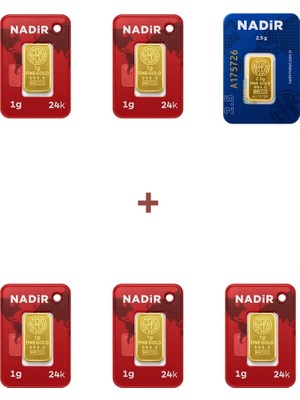 Nadir Gold 24 Ayar 7,5 Gram Külçe Altın (1 Adet 2,5 Gram Külçe Altın + 5 Adet 1 Gram Külçe Altın )