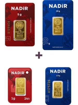 Nadir Gold 24 Ayar 18,5 Gram Altın (1 Ad 10 Gram Altın + 1 Ad 5 Gram Altın + 1 Ad 2,5 Gram Altın + 1 Ad 1 Gram Altın )
