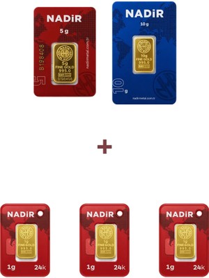 Nadir Gold 24 Ayar 18 Gram Altın (1 Ad 10 Gram Altın + 1 Ad 5 Gram Altın + 3 Ad 1 Gram Altın )