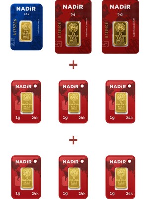 Nadir Gold 24 Ayar 18,5 Gram Altın (2 Ad 5 Gram Altın + 1 Ad 2,5 Gram Altın + 6 Ad 1 Gram Altın )