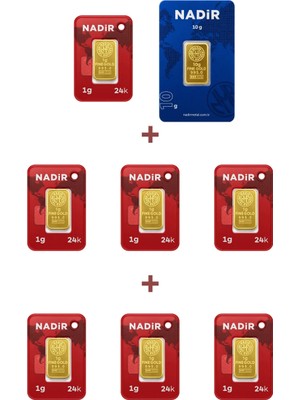 Nadir Gold 24 Ayar 17 Gram Külçe Altın (1 Adet 10 Gram Külçe Altın + 7 Adet 1 Gram Külçe Altın )