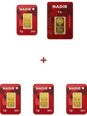 Nadir Gold 24 Ayar 9 Gram Külçe Altın (1 Adet 5 Gram Külçe Altın + 4 Adet 1 Gram Külçe Altın )