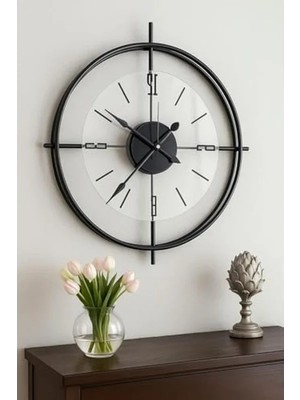 MarkEntegra Büyük Boy Şeffaf Cam Duvar Saati, Modern Tasarım, 55 x 55 cm